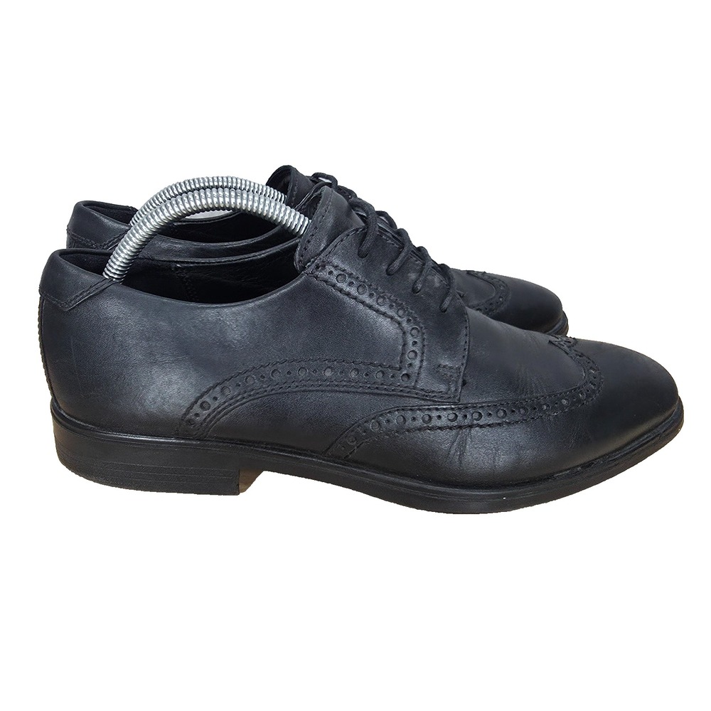 Ecco Melbourne Derby Shoes Mens 8 Black Leather Wingtip Oxford 621664-01001 *
